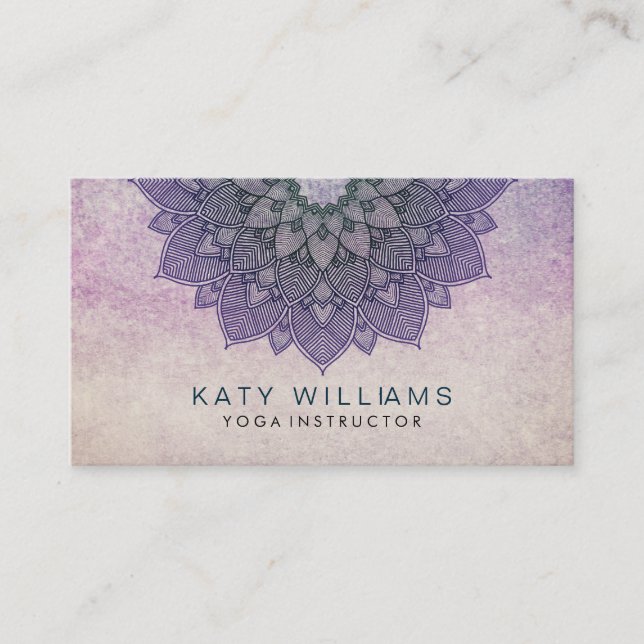 Carte De Visite Instructeur de Yoga violet Lotus Fleur Aquarelle (Devant)