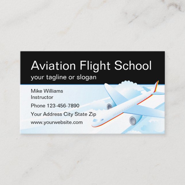 Carte De Visite Instructeur d'école de vol d'aviation (Devant)