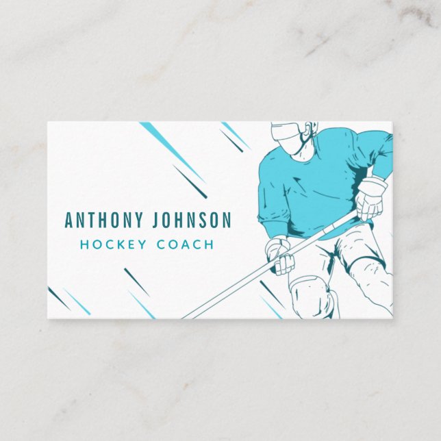 Carte De Visite Instructeur d'entraîneur de hockey sur glace Blue  (Devant)
