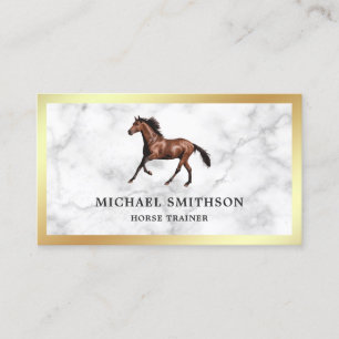 Carte De Visite Instructeur d'équitation Marbre blanc Gold Foil