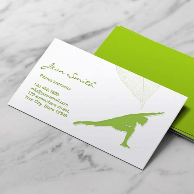 Carte de visite instructeur du Pilates vert printe (Créateur téléchargé)
