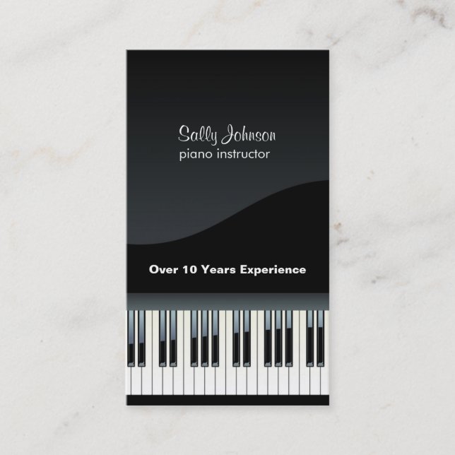 Carte De Visite Instructeur élégant de piano (Devant)