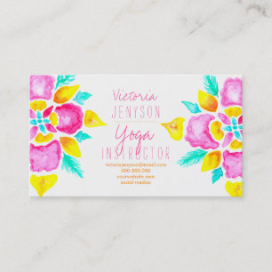 Carte De Visite Instructeur floral de yoga de mandala d'aquarelle
