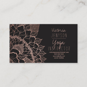 Carte De Visite Instructeur floral de yoga de mandala d'or rose de