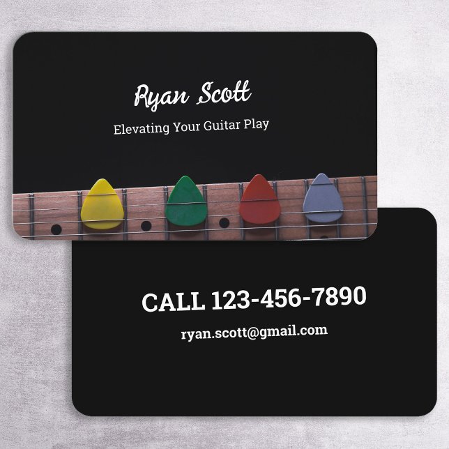Carte De Visite Instructeur guitariste Onglet de guitare (Guitar Pick Guitarist Instructor Business Cards)