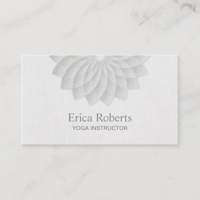 Carte De Visite Instructeur Lotus blanc chic de yoga floral (Devant)