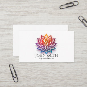 Carte De Visite Instructeur minimaliste moderne de Yoga Lotus blan