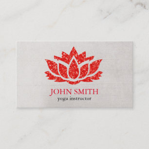 Carte De Visite Instructeur minimaliste moderne de Yoga Lotus Roug