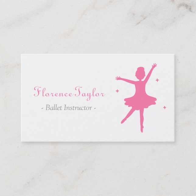 Carte De Visite Instructeur moderne, élégant, rose de ballet (Devant)