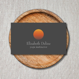 Carte De Visite Instructeur orange gris-foncé minimaliste de yoga
