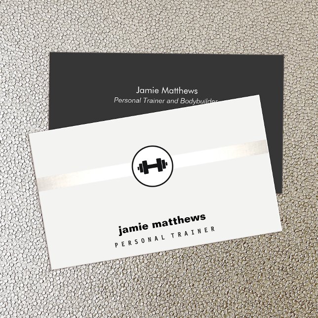 Carte De Visite Instructeur personnel Dumbbell Logo Fitness Instru (Créateur téléchargé)