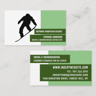 Carte De Visite Instructeur Pro Snowboarder, Skier & Snowboarder