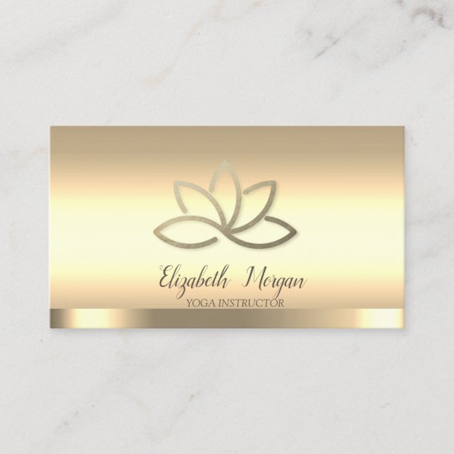 Carte De Visite Instructeur professionnel de Yoga Lotus Fleur Or (Devant)