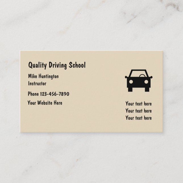 Carte De Visite Instructeur simple d'auto-école (Devant)