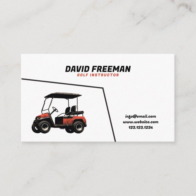 Carte De Visite Instructeur unique de golf de panier blanc et roug (Devant)