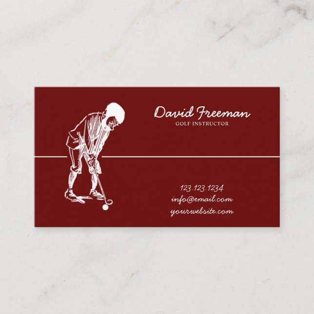 Carte De Visite Instructeur unique de golf rouge de glisse (Devant)