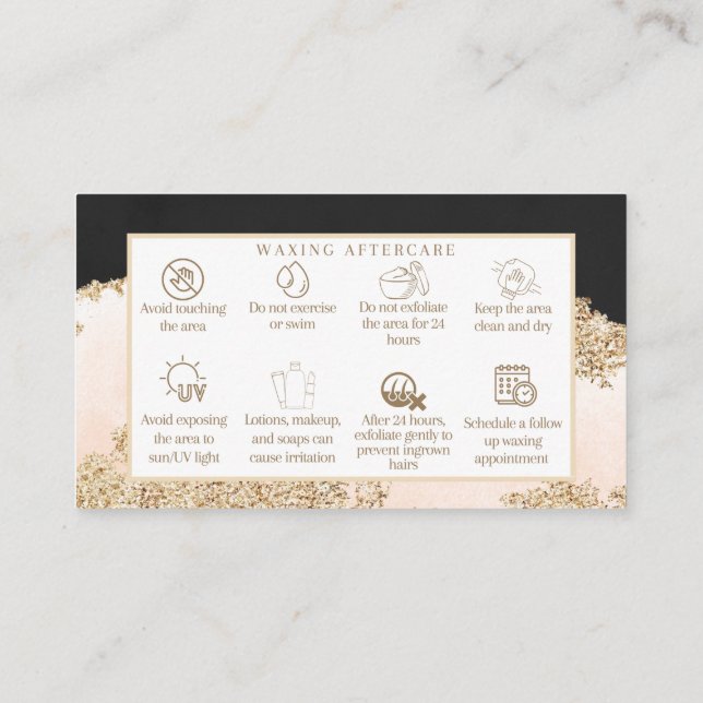 Carte De Visite Instruction d'après-soins de cirage Pink Black Gol (Dos)