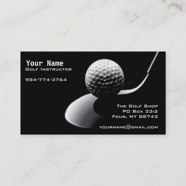 Carte De Visite Instruction de golf (Devant)