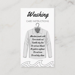 Carte De Visite Instruction de lavage de la chemise à col long