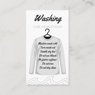 Carte De Visite Instruction de lavage pour chemise à manches longu
