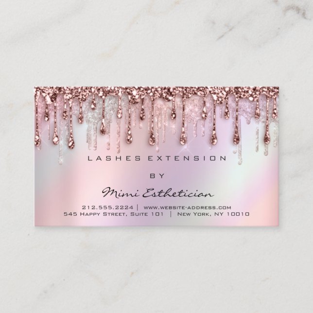 Carte De Visite Instruction de suivi Eyelash Rose Holographe Drift (Devant)
