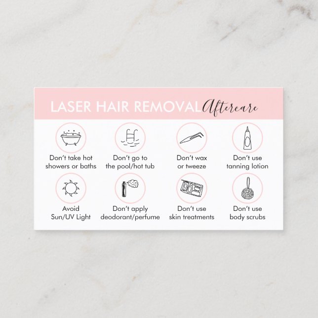 Carte De Visite Instruction d'enlèvement des cheveux laser (Dos)
