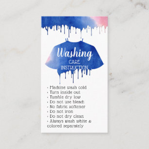 Carte De Visite Instruction d'entretien de lavage Vêtements Vêteme