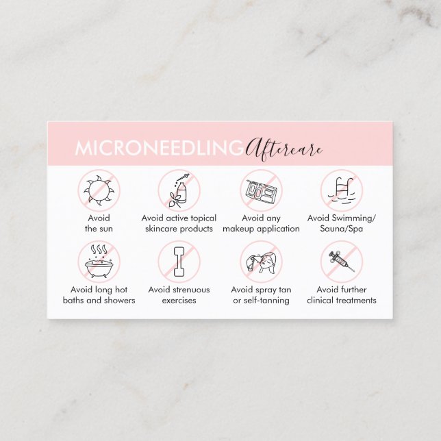 Carte De Visite Instruction post-traitement de microneedling (Dos)