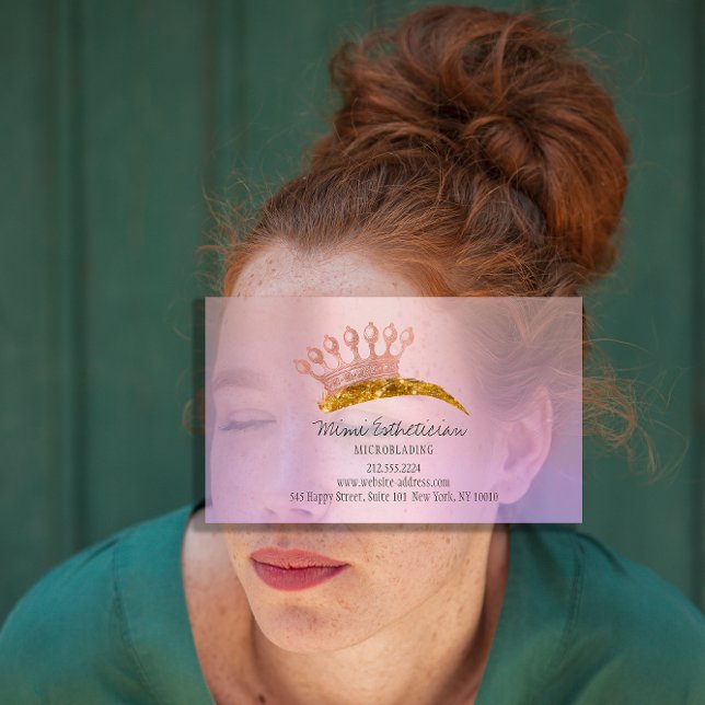 Carte De Visite Instruction sur les soins postérieurs Rose de la C (Aftercare Instruction Eyebrow Crown Rose Purple Business Card)