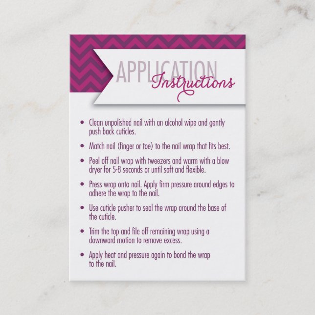 Carte De Visite Instructions d'application/cartes de sept jours de (Devant)
