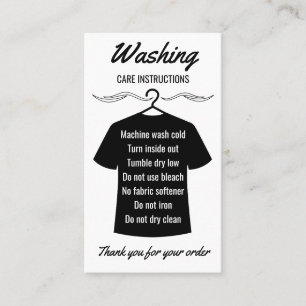 Carte De Visite Instructions de lavage des vêtements de chemise no