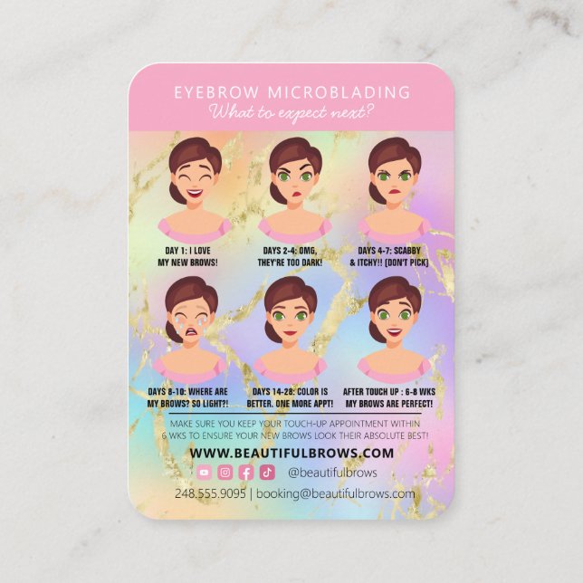 Carte De Visite Instructions de microblème de flèche Soins et Appt (Dos)