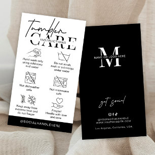 Carte De Visite Instructions de soin de gobelet Tumbler Minimalist