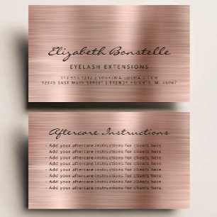 Carte De Visite Instructions de soins après-cils Rose Gold Metalli