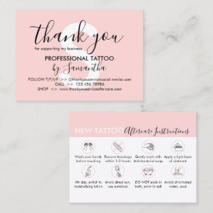 Carte De Visite Instructions de soins après tatouage Corps rose Me