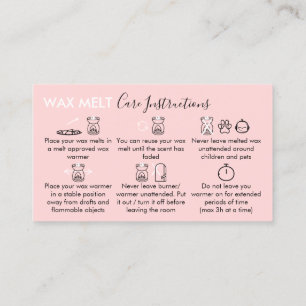 Carte De Visite Instructions de soins après-vente pour fondant de