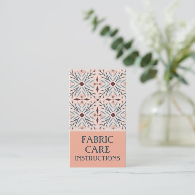 Carte De Visite INSTRUCTIONS DE SOINS Élégantes Carreaux floraux r (Debout devant)