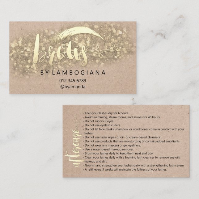 Carte De Visite Instructions de soins postérieurs Brow Microblade  (Devant / Derrière)