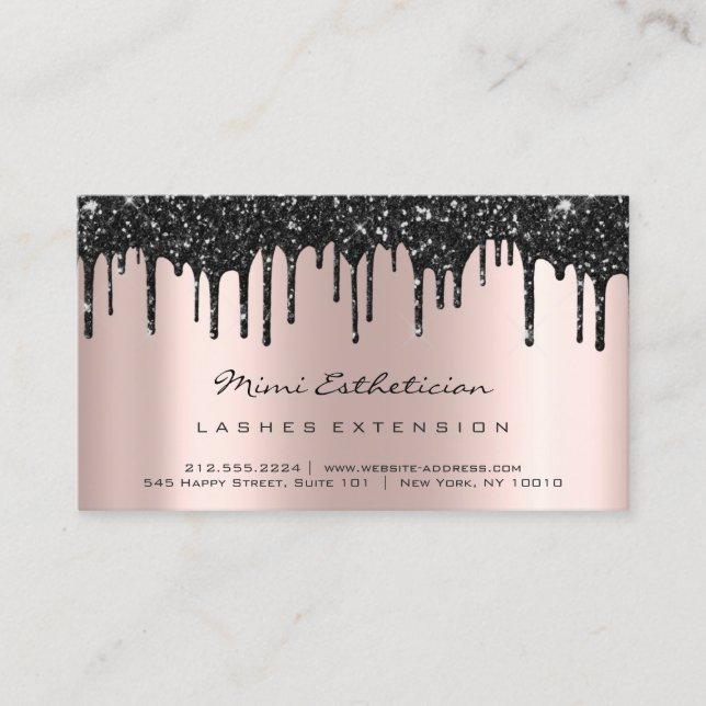 Carte De Visite Instructions de soins postérieurs Lash Rose Black  (Devant)