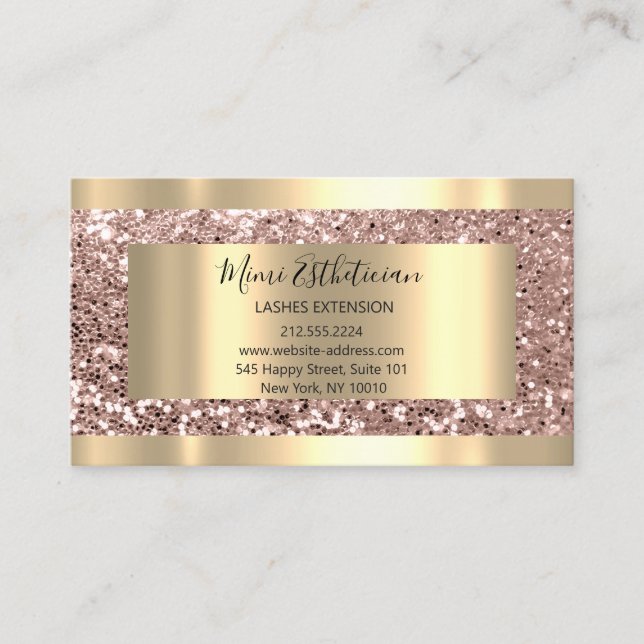 Carte De Visite Instructions de soins postérieurs Lash Rose Gold B (Devant)