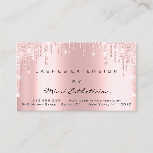 Carte De Visite Instructions de soins postérieurs Lash Rose Gold D (Devant)