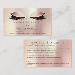 Carte De Visite Instructions de soins postérieurs Lashes Blush Ros