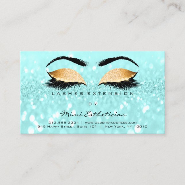 Carte De Visite Instructions de soins postérieurs Lashes Ocean Blu (Devant)