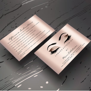 Carte De Visite Instructions de soins postérieurs Lashes Rose Gold