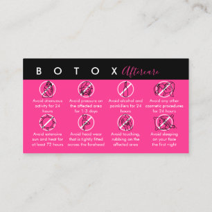 Carte De Visite Instructions de suivi après Botox Rose Néon