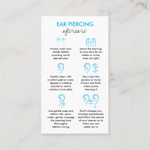 Carte De Visite Instructions de suivi bleu pour les piercings d'or