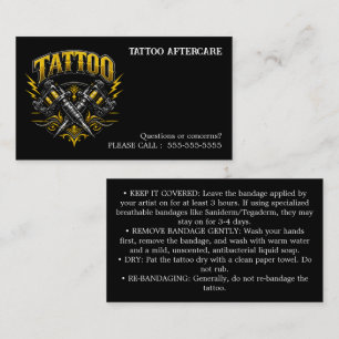 Carte De Visite Instructions de suivi de tatouage