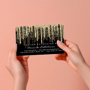 Carte De Visite Instructions de suivi Lash Extension Gold Black