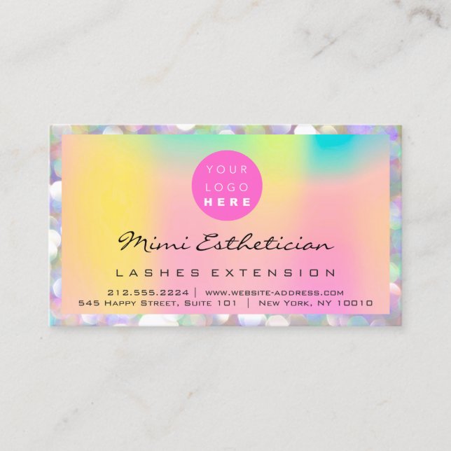 Carte De Visite Instructions de suivi Lash Pink Holograph Logo (Devant)