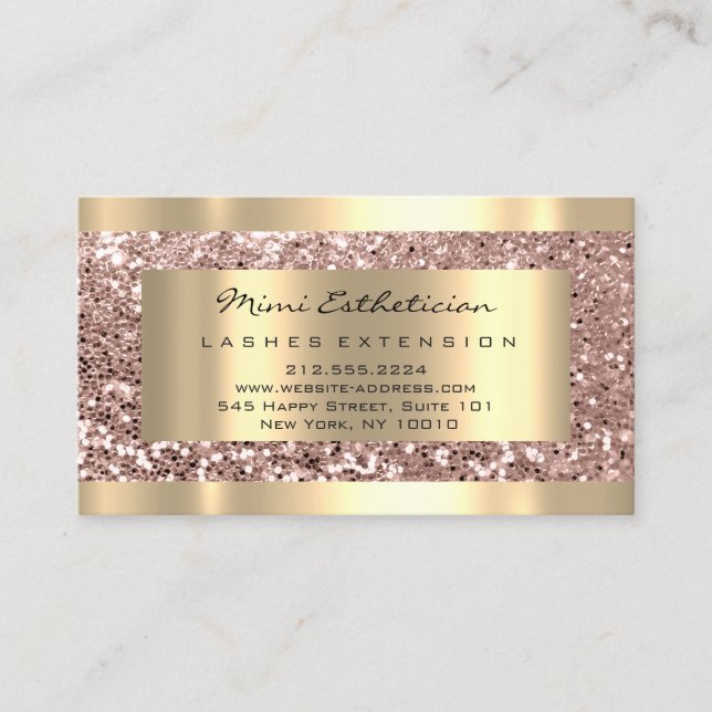 Carte De Visite Instructions de suivi Lash Rose Gold Blush Glam (Devant)